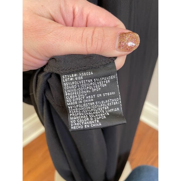 XSCAPE Cap Sleeve Jersey Dress in Black Lace Illusion Yoke Side Ruching Size 6 - Picture 9 of 10